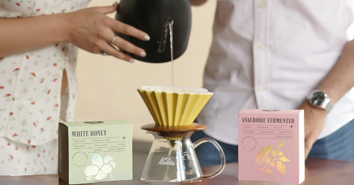 tep-by-step process of brewing South Indian filter coffee in a steel filter