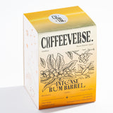 Packaging of Intense Rum Barrel coffee featuring uniqueness and vibrant design.