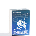 San Ramon honey sun dried filter roast coffee packaging, featuring flavors of currant and milk chocolate.