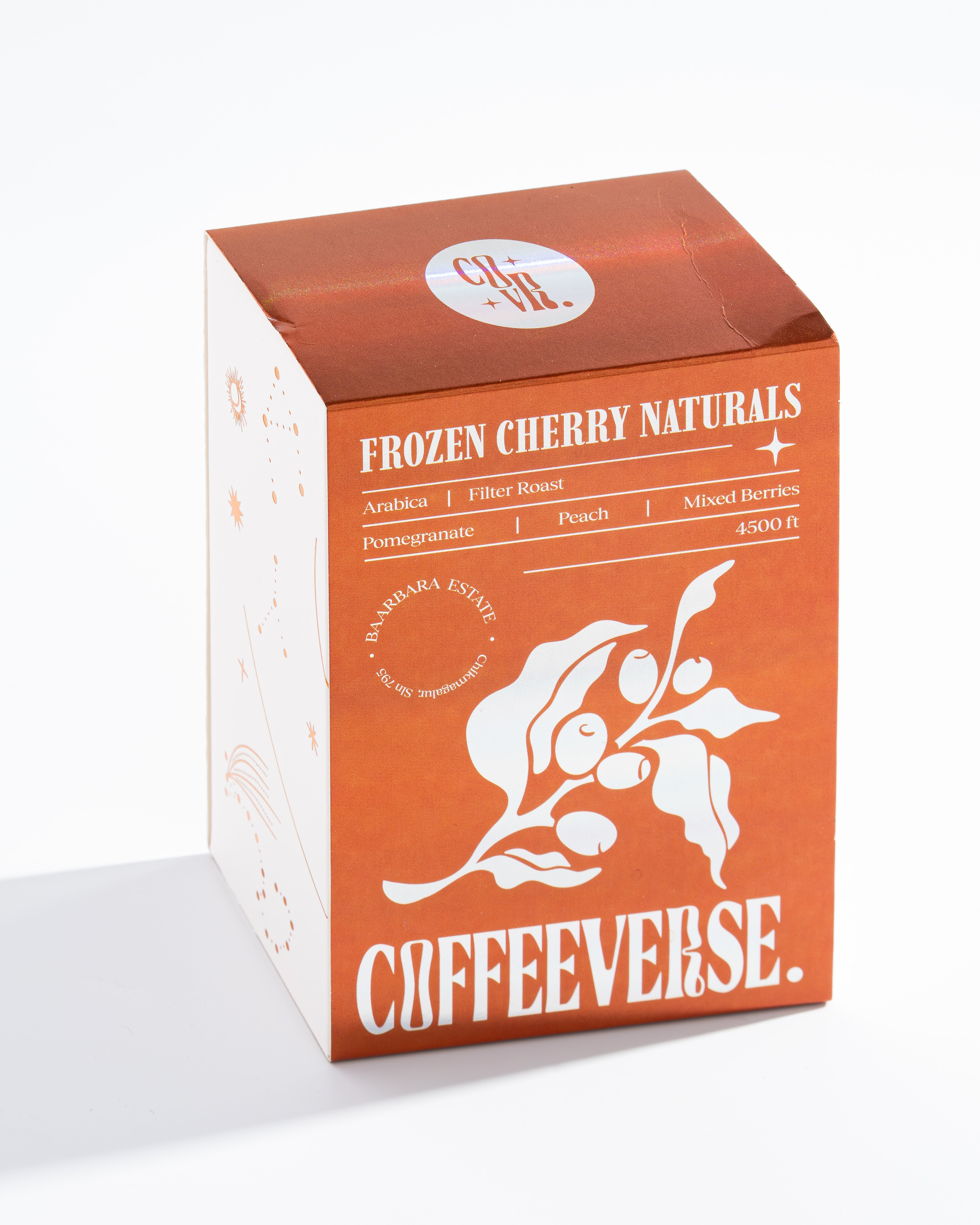 Coffeeeverse Frozen Cherry Naturals packaging on a white background